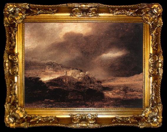 framed  REMBRANDT Harmenszoon van Rijn Stormy Landscape wsty, ta009-2